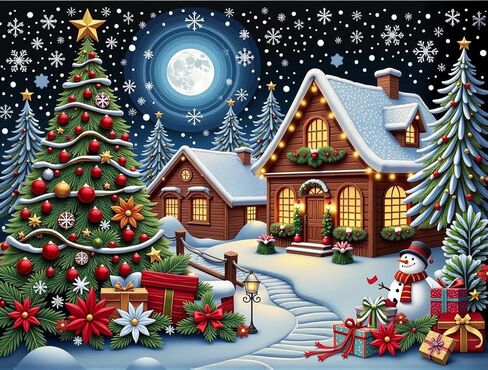 Ruimestron Night Night Scene Kit Diamond Art Kit للبالغين ، لوحة كبيرة من الماس 5D مع الماس المتلألئ المستدير ، هدية جدار المنزل الاحتفالية للمبتدئين (16 × 12 بوصة) in Saudi Arabia