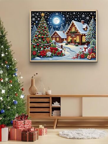 Ruimestron Night Night Scene Kit Diamond Art Kit للبالغين ، لوحة كبيرة من الماس 5D مع الماس المتلألئ المستدير ، هدية جدار المنزل الاحتفالية للمبتدئين (16 × 12 بوصة) in Saudi Arabia