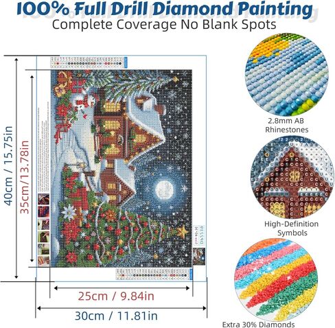 Ruimestron Night Night Scene Kit Diamond Art Kit للبالغين ، لوحة كبيرة من الماس 5D مع الماس المتلألئ المستدير ، هدية جدار المنزل الاحتفالية للمبتدئين (16 × 12 بوصة) in Saudi Arabia