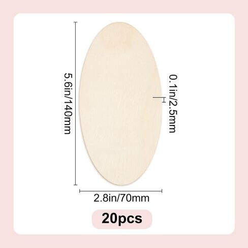 50pcs Oval Wooden Cutout Wooden Discs, 1.2x2.4inch Unfinished Beech Wooden Boards for Crafts, Blank Wooden Signs for Artist Painting Door Hanger Sign Wedding Christmas Decor in Saudi Arabia