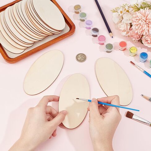 50pcs Oval Wooden Cutout Wooden Discs, 1.2x2.4inch Unfinished Beech Wooden Boards for Crafts, Blank Wooden Signs for Artist Painting Door Hanger Sign Wedding Christmas Decor in Saudi Arabia