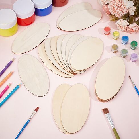 50pcs Oval Wooden Cutout Wooden Discs, 1.2x2.4inch Unfinished Beech Wooden Boards for Crafts, Blank Wooden Signs for Artist Painting Door Hanger Sign Wedding Christmas Decor in Saudi Arabia