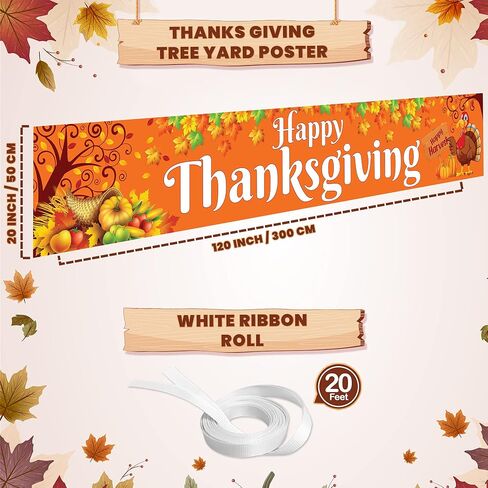 Katchon ، Happy Happiving Banner Outdoor - Xtralarge ، 120 × 20 بوصة | لافتة ساحة لزخارف عيد الشكر في الهواء الطلق | علامات عيد الشكر سعيدة in Saudi Arabia