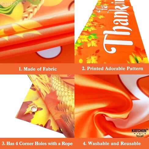 Katchon ، Happy Happiving Banner Outdoor - Xtralarge ، 120 × 20 بوصة | لافتة ساحة لزخارف عيد الشكر في الهواء الطلق | علامات عيد الشكر سعيدة in Saudi Arabia