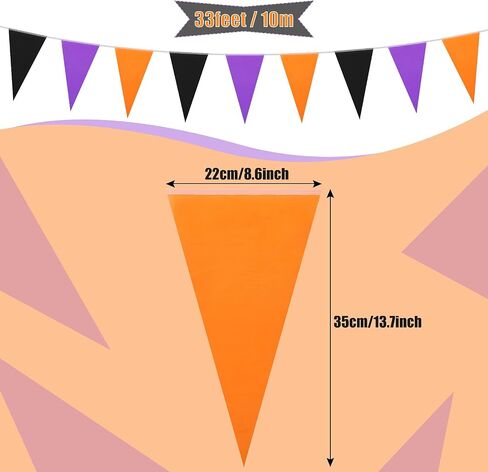 10 Pieces 328 ft Halloween Pennant Banner Flags Black Purple Orange Triangle Flag Banner Halloween Bunting Halloween Party Hanging Decoration Festive Seasonal Decoration for Birthday Outdoor Indoor in Saudi Arabia