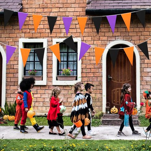 10 Pieces 328 ft Halloween Pennant Banner Flags Black Purple Orange Triangle Flag Banner Halloween Bunting Halloween Party Hanging Decoration Festive Seasonal Decoration for Birthday Outdoor Indoor in Saudi Arabia