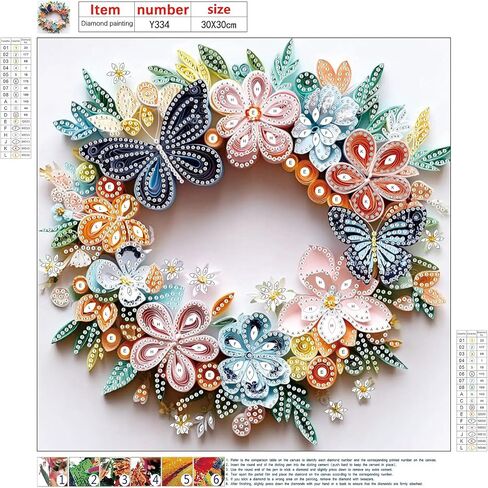 MXJSUA 5D Butterfly Flowers Special Shape Diamond Art Painting Kits for Adults, Flowers Wreath Crystal Rhinestones Diamond Gem Art Painting for Home Wall Decoration 12×12inch in Saudi Arabia