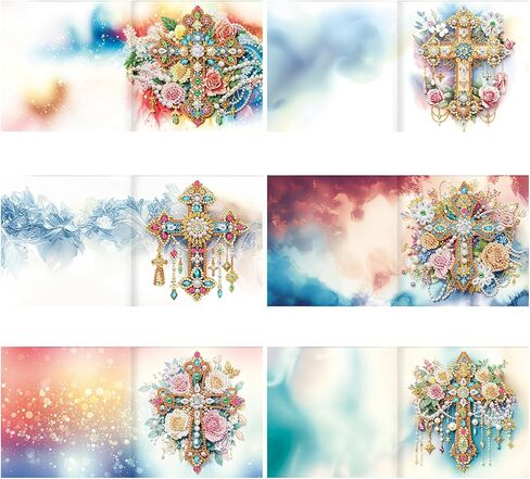 Pigpigboss 6 حزم Mandala Diamond Art Arting Kit ، بطاقات عيد ميلاد الزهور الطلاء مع الماس ، وبطاقات الرسم الماسي الخاصة ذات الشكل الخاص ، الحرف اليدوية لرغبات العطلات البالغة والبركة in Saudi Arabia