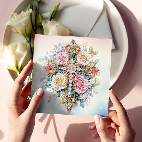 Pigpigboss 6 حزم Mandala Diamond Art Arting Kit ، بطاقات عيد ميلاد الزهور الطلاء مع الماس ، وبطاقات الرسم الماسي الخاصة ذات الشكل الخاص ، الحرف اليدوية لرغبات العطلات البالغة والبركة in Saudi Arabia
