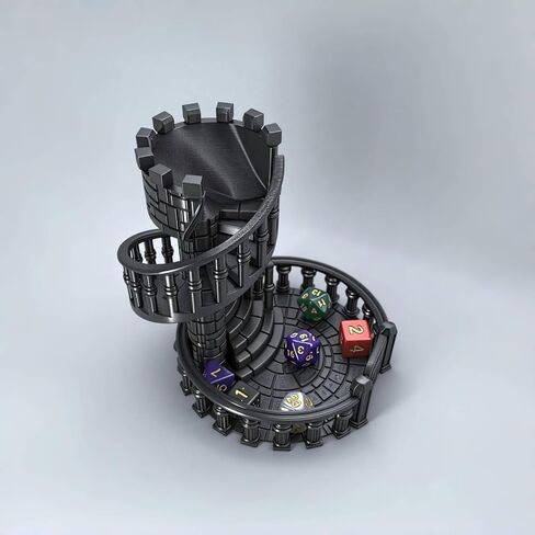 Dice Spiral Dark Castle Dice Tower Dungeons and Dragons RPG Tabletop Gameing Gameing Game D&D (Random 7pcs D20 Dice Set) in Kuwait