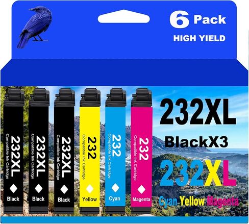 232xl ink تم إعادة تصنيعها لـ Epson 232XL Combo Combo Pack 232 XL T232 XL لـ XP-4200 XP-4205 Workforce WF-2930 WF-2950 Pack 3 Pack 3 Black 1 Cyan 1 Magenta 1 Yellow in Kuwait