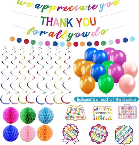 We Appreciate You Decorations,Pre-Strung Iridescent Thank You for All You Do Banner,Work Office Party Decoration for Employee Worker Staff Teacher Appreciation Fathers Mothers Day Farewell Party Decor in Kuwait