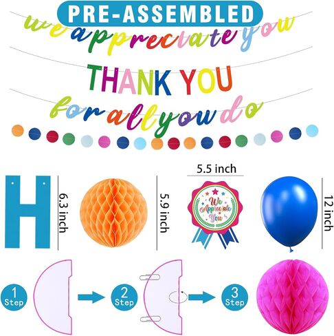 We Appreciate You Decorations,Pre-Strung Iridescent Thank You for All You Do Banner,Work Office Party Decoration for Employee Worker Staff Teacher Appreciation Fathers Mothers Day Farewell Party Decor in Kuwait