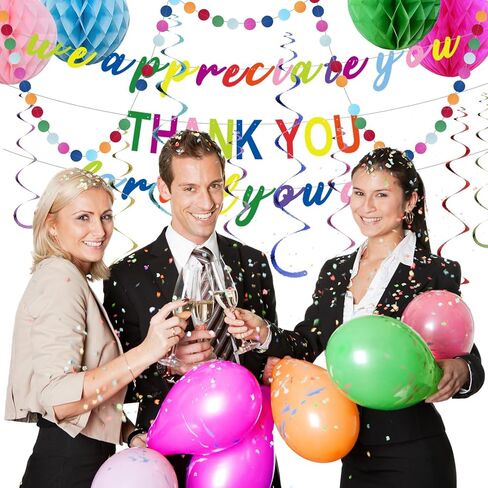 We Appreciate You Decorations,Pre-Strung Iridescent Thank You for All You Do Banner,Work Office Party Decoration for Employee Worker Staff Teacher Appreciation Fathers Mothers Day Farewell Party Decor in Kuwait
