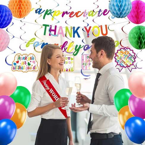 We Appreciate You Decorations,Pre-Strung Iridescent Thank You for All You Do Banner,Work Office Party Decoration for Employee Worker Staff Teacher Appreciation Fathers Mothers Day Farewell Party Decor in Kuwait