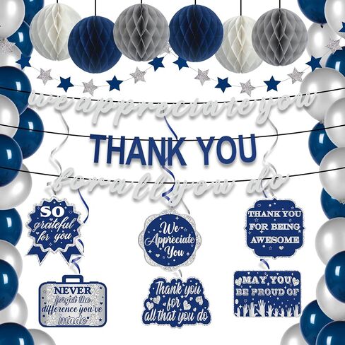 We Appreciate You Decorations,Pre-Strung Iridescent Thank You for All You Do Banner,Work Office Party Decoration for Employee Worker Staff Teacher Appreciation Fathers Mothers Day Farewell Party Decor in Kuwait