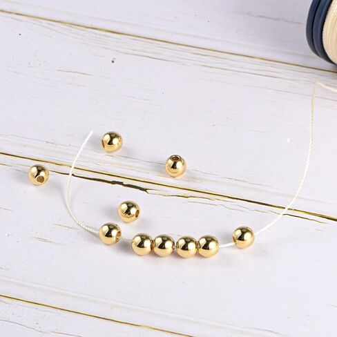 HARFINGTON 10pcs Beads 10mm Stainless Steel 6mm Hole Dia Bead for DIY Crafts, Gold Tone in Saudi Arabia