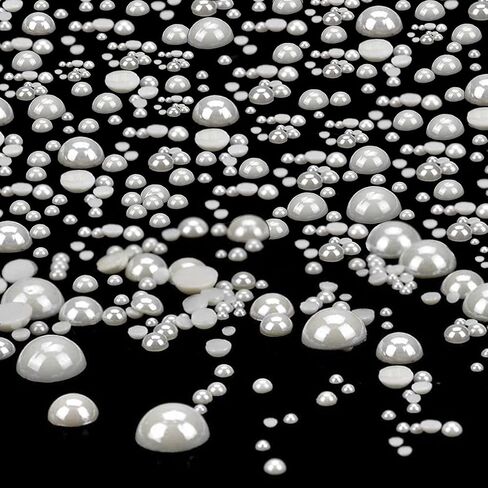 HotfixHalf Pearls,Flatback Pearl Beads,Bottom with Heat-Activated Glue Hot FixCeramic Rhinestone,Half Round Flat Back Pearl Cabochons Gem Diamond for DIY Cloth Wedding Derss(6mm-White),KJ-04 in Saudi Arabia