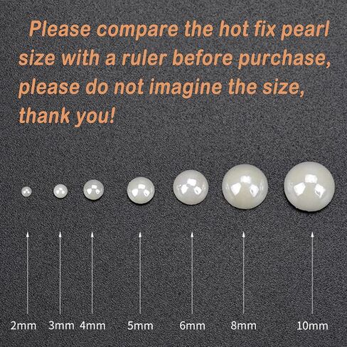 HotfixHalf Pearls,Flatback Pearl Beads,Bottom with Heat-Activated Glue Hot FixCeramic Rhinestone,Half Round Flat Back Pearl Cabochons Gem Diamond for DIY Cloth Wedding Derss(6mm-White),KJ-04 in Saudi Arabia