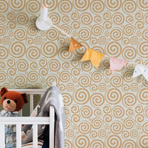 Phesinspire spirals الطلاء stencil مع 1pc فرشاة الطلاء البلاستيكية 8.3x11.7inch قابلة لإعادة الاستخدام نمط رسم النمط خط الفن لا نهاية لها توصيلات تكرار الاستنسل لديكور الجدار المنزلي in Saudi Arabia