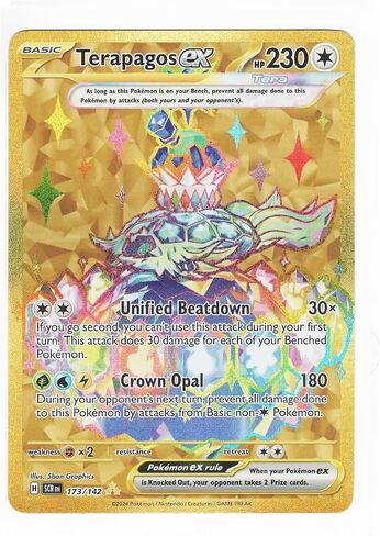 Pokemon - Terapagos Ex 173/142 Stellar Crown Secret Card Golden Rare in Saudi Arabia