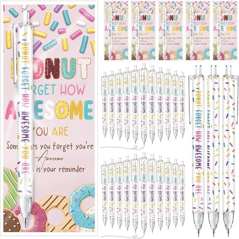 50 Sets Donut Themed Mechanical Pencils Bulk Donut Party Favors Employee Appreciation Gifts with Bookmarks for Student Teacher Birthday Staff Coworker Halloween Thanksgiving Supplies in Saudi Arabia