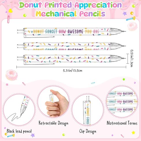 50 Sets Donut Themed Mechanical Pencils Bulk Donut Party Favors Employee Appreciation Gifts with Bookmarks for Student Teacher Birthday Staff Coworker Halloween Thanksgiving Supplies in Saudi Arabia