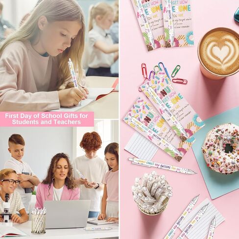 50 Sets Donut Themed Mechanical Pencils Bulk Donut Party Favors Employee Appreciation Gifts with Bookmarks for Student Teacher Birthday Staff Coworker Halloween Thanksgiving Supplies in Saudi Arabia