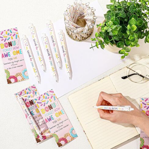 50 Sets Donut Themed Mechanical Pencils Bulk Donut Party Favors Employee Appreciation Gifts with Bookmarks for Student Teacher Birthday Staff Coworker Halloween Thanksgiving Supplies in Saudi Arabia