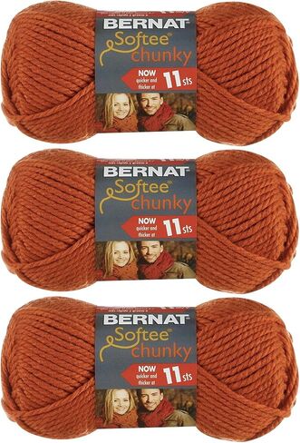 Bernat Softee chunky 3 -pack yarn - (6) قياس 100 ٪ من الأكريليك - 3.5 أوقية - غسل الآلة والجفاف in Saudi Arabia
