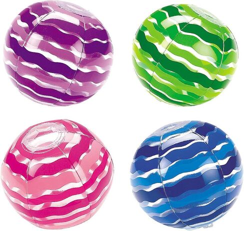 Fun Express Bright Colored Striped Beach Balls (Set of 12) Kids Pool Party Favors and Supplies in Saudi Arabia