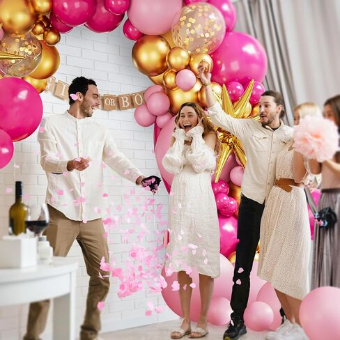 Hot Pink Balloon Garland Arch Kit,127Pcs Hot Pink Macaron Pink Gold Balloon for Graduation Baby Shower Birthday Wedding Gender Reveal Party Decorations in Saudi Arabia
