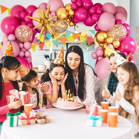 Hot Pink Balloon Garland Arch Kit,127Pcs Hot Pink Macaron Pink Gold Balloon for Graduation Baby Shower Birthday Wedding Gender Reveal Party Decorations in Saudi Arabia