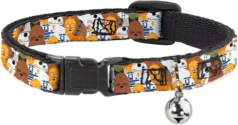 Buckle-Down Star Wars Cat Collar, Breakaway Collar with Bell, Star Wars 5 Character Poses Stacked, 8.5 to 12 Inches 0.5 Inch Wide in Saudi Arabia