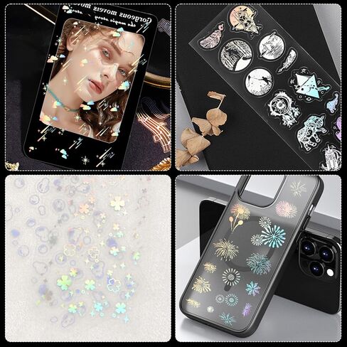 ملصقات ثلاثية الأبعاد 48 PCS Deco ملصقات ، KPOP Devinative Devinative Laser Sticker Self-Defraphive ، Bream Stars Moon Butterfly ، in Kuwait