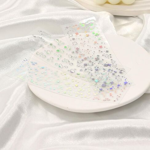 ملصقات ثلاثية الأبعاد 48 PCS Deco ملصقات ، KPOP Devinative Devinative Laser Sticker Self-Defraphive ، Bream Stars Moon Butterfly ، in Kuwait