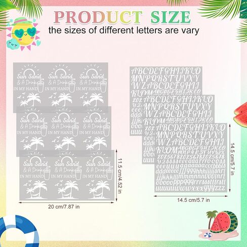 Glenmal 6 Sheets Summer UV DTF Cup Wrap Letters Custom Beach Tumbler Transfer Transfer Tumbroof Rand Sticker مع شروط رسائل لـ 16-40 أوقية أوقية in Saudi Arabia