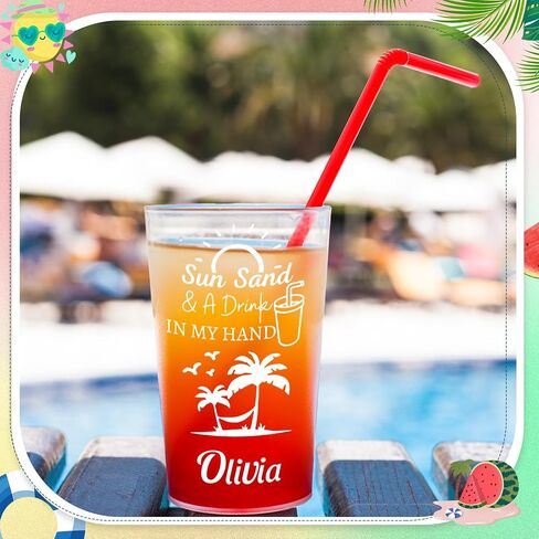 Glenmal 6 Sheets Summer UV DTF Cup Wrap Letters Custom Beach Tumbler Transfer Transfer Tumbroof Rand Sticker مع شروط رسائل لـ 16-40 أوقية أوقية in Saudi Arabia