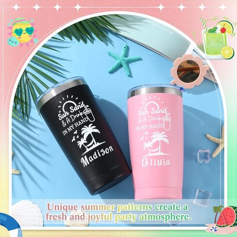 Glenmal 6 Sheets Summer UV DTF Cup Wrap Letters Custom Beach Tumbler Transfer Transfer Tumbroof Rand Sticker مع شروط رسائل لـ 16-40 أوقية أوقية in Saudi Arabia