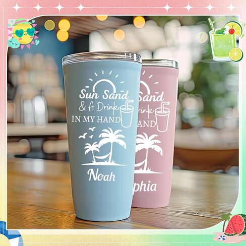Glenmal 6 Sheets Summer UV DTF Cup Wrap Letters Custom Beach Tumbler Transfer Transfer Tumbroof Rand Sticker مع شروط رسائل لـ 16-40 أوقية أوقية in Saudi Arabia