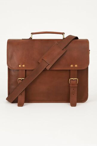 Twara 14 Inch Leather Messenger Bag for Men and Women - Laptop Briefcase Bag For College, Office, Adjustable Shoulder Strap in Saudi Arabia