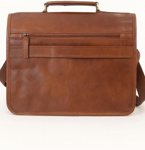 Twara 14 Inch Leather Messenger Bag for Men and Women - Laptop Briefcase Bag For College, Office, Adjustable Shoulder Strap in Saudi Arabia