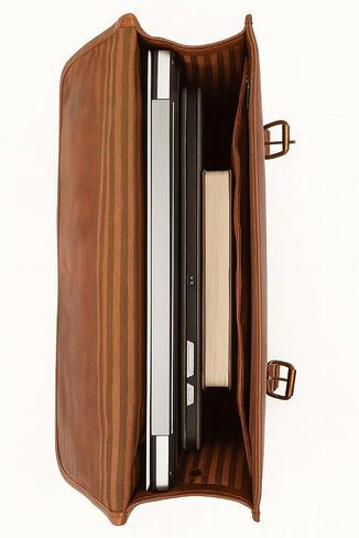 Twara 14 Inch Leather Messenger Bag for Men and Women - Laptop Briefcase Bag For College, Office, Adjustable Shoulder Strap in Saudi Arabia