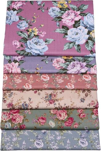 Hanjunzhao Retro Floral Fat Quarters Fabric Bundles 18 x 22 inch for Quilting Sewing Crafting in Kuwait