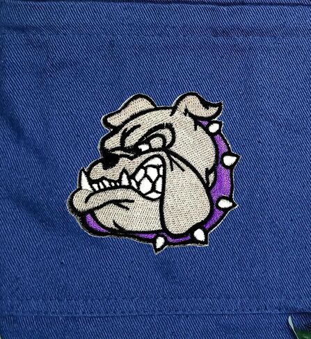 تروق الأرجواني Bulldog Head Movie Movie Mostmed Sew On Patches Logo Logo Thirt Junds Juels Hats Hats Backs Patch Diy Assume Costum in Saudi Arabia