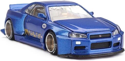 Diecast Model Car متوافق مع Kaido House X Mini GT 1:64 Nissan Skyline GT-R (R34) Kaido Works V2 Aero Shinjuku V2 Blue Limited Edition Die-Cast KHMG158 in Saudi Arabia