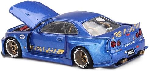 Diecast Model Car متوافق مع Kaido House X Mini GT 1:64 Nissan Skyline GT-R (R34) Kaido Works V2 Aero Shinjuku V2 Blue Limited Edition Die-Cast KHMG158 in Saudi Arabia