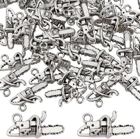SUNNYCLUE 1 Box 60Pcs Chainsaw Charm Tool Charms Bulk Metal Alloy Antique Silver Small Cut Tree Weapon Electric Tools Saw Charm for Jewelry Making Charms DIY Keychain Necklace Earrings Ankle Crafting in Saudi Arabia