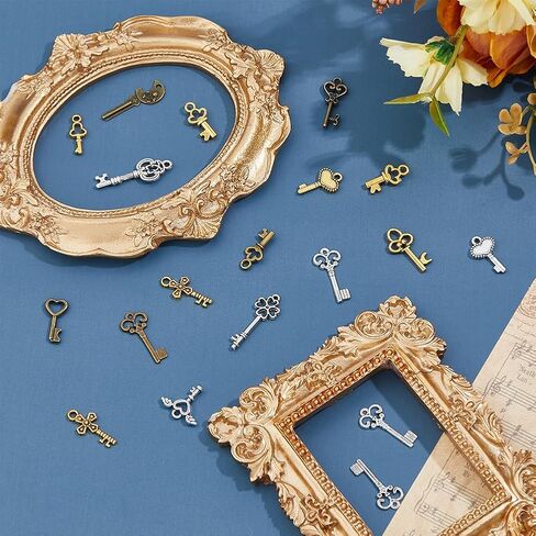 SUPERFINDINGS 150Pcs 15 Styles Vintage Skeleton Key Set Pendants Key Charms Alloy Key Pendant Tibetan Style Bronze Charm Steampunk Gear Pendant for Jewelry Making Decorative Key Zippers in Saudi Arabia