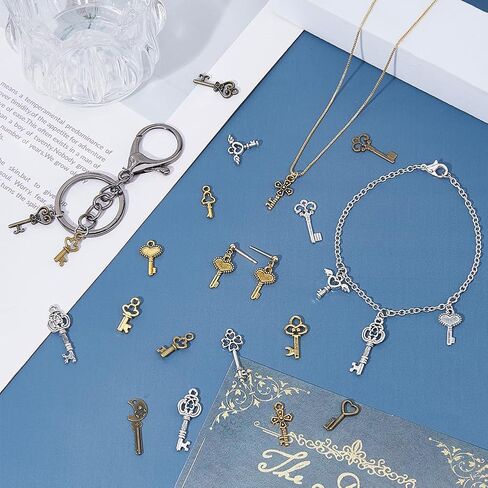 SUPERFINDINGS 150Pcs 15 Styles Vintage Skeleton Key Set Pendants Key Charms Alloy Key Pendant Tibetan Style Bronze Charm Steampunk Gear Pendant for Jewelry Making Decorative Key Zippers in Saudi Arabia